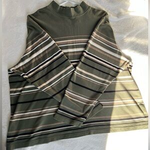 Croft & Barrow Olive Green Striped Turtleneck